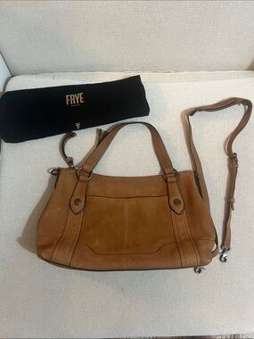Frye Cognac Brown Leather Shoulder Bag with Crossbody Strap